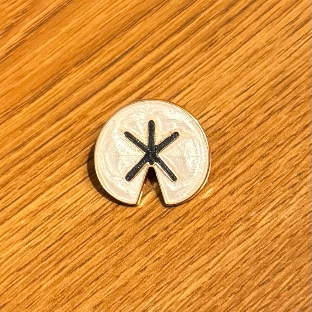 Women’s Accessories Fun Cute Gold, Black & White Beach Sand Dollar Enamel Pin